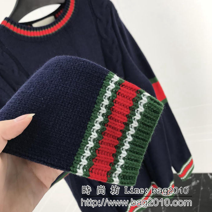 GUCCI古馳 官網同步 18fw秋冬新款 雙側經典提花配色 針織毛衣 情侶款 ydi1739